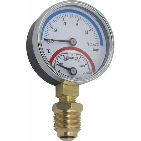 Thermomanomètre 80mm manometre pression temperatura thermometre chaudiere chauffage filetage radial (80mm 0-16bar 1/4")