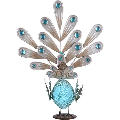 Solar Pfau Dekoleuchte Solarlampe Pfau Außenleuchte Solar Tierfigur, Metall Dekosteine, IP44, LED 0,06W, LxBxH 38x21,3x56,8 cm