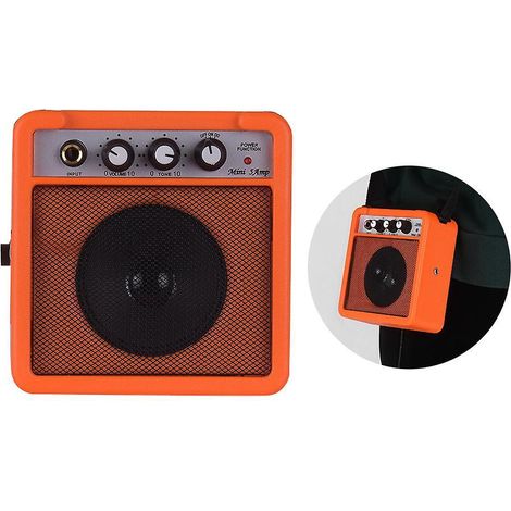 5-Watt-Mini-Gitarrenverstärker mit Lautsprecher, 3,5-mm- und 6,35-mm-Eingängen, 6,35-mm-Ausgang, Lautstärkeregler und Tonregelung – Orange (1/5)