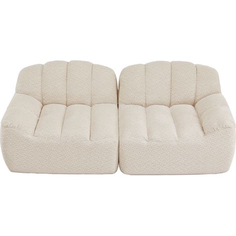 Divano modulare a 2 posti senza struttura, forma a conchiglia, tessuto morbido beige, MODENUIT (1/5)