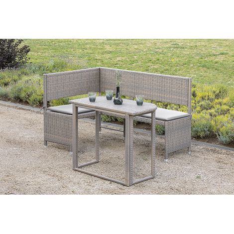 Eckbank Set Eckb 148x100x91cm Tisch 90x50x75cm Stahl/Kunstst