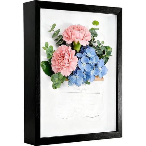 Cadre Photo 3D, 30 X 40 Cm Cadre Photo Profond À Remplir, avec Plaque Acrylique Transparente, Cadre Objet 3D Profond 3cm, Cadre Profond en Bois, Vitrine Carré Profond, pour les Murs, Noir (1/5)
