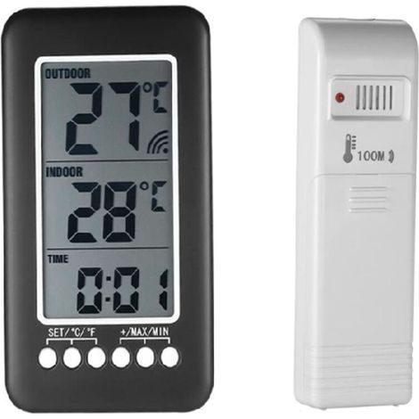 Termometro interno ed esterno wireless 2 in 1 – Display LCD – Gamma da -30 °C a 70 °C – Trasmettitore fino a 100 m (1/5)