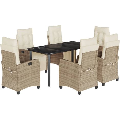 Maison Exclusive - Set comedor de jardín 7 pzas con cojines ratán (1/5)