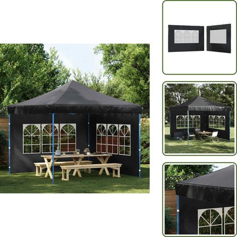 Paroi de tente de réception 2 pcs avec fenêtre PE Anthracite - Pare-soleil Pliable - Abri De Jardin - Tentes De Réception - Toile De Tente - Accessoires De Tente (1/5)