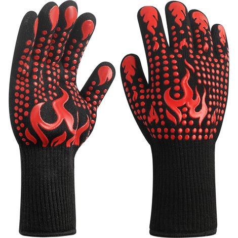 gants rouges pour barbecue – Résistants à la chaleur jusqu'à 800 °C – Ignifugés – Idéaux pour griller, cuire au four, faire de la cuisine et souder en cuisine (1/4)