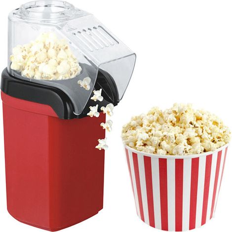 POP'N'CORN - Appareil à Pop Corn 1100W, Cuisson à air chaud, Prêt en 3 minutes, Voyant de mise en marche, Rouge (1/5)