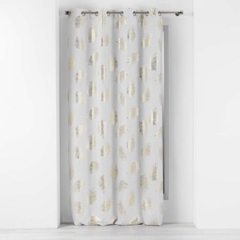Douceur D'Intérieur – Rideau occultant 140x260 cm – 100% polyester – Imprimé à feuilles métallisées – 8 œillets ronds argentés (1/5)