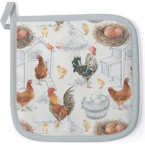 Manique de cuisine poules et coqs