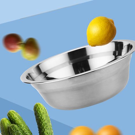 Bol mélangeur en acier inoxydable de 26 cm, épais et résistant, à bords profonds et finition miroir. (1/5)