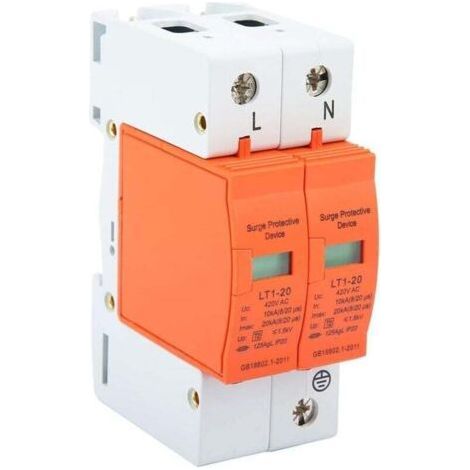 2 pezzi Overload protection, overload protection, DIN guide, domestic overload protection, low voltage scaricator, 2P 10kA - 20kA 420V AC (1/4)