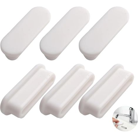 6 Pièces - Bouchon Trop-plein - Silicone - Pour Lavabo Céramique 45-52mm - Installation Sans Outil - Salle De Bain Cuisine - Blanc - 55x19mm (1/5)