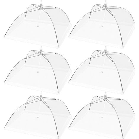 Cloche Alimentaire Pliable Blanc Anti Insectes 33 × 33 cm Couvercle Nourriture en Maille pour Fruits BBQ Pique-Nique