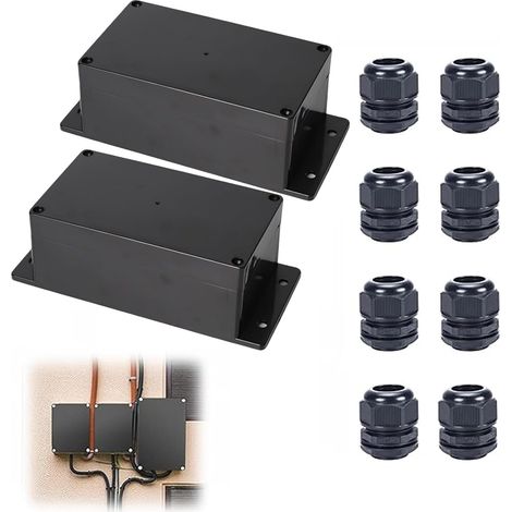 2 PCS Boîtier Dérivation Noir, Boîte Connexion Etanche, Coffret Electrique Extérieur, pour Coffret de Distribution Extérieur, Coffret de Distribution Domestique, Etanche (1/5)