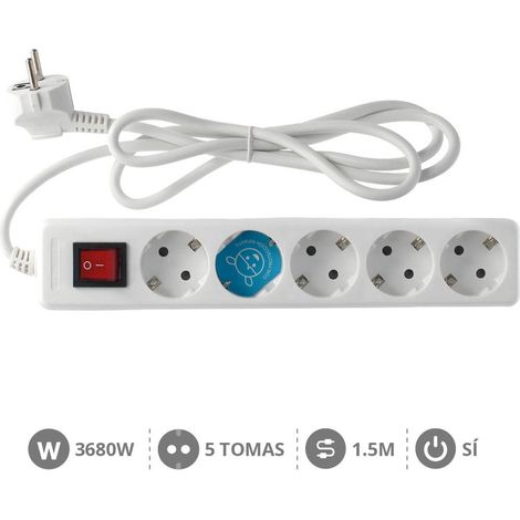 Base múltiple 5 enchufes con interruptor 1.5 metros de cable GSC 0000013 (1/2)