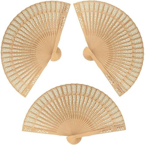 3 Fächer aus Naturholz zur Dekoration, 20 cm (1/4)