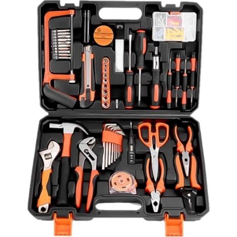 Jeu d’outils ménagers kit d’outils de réparation essentiels pour la maison avec boîte à outils en plastique idéal pour les étudiants universitaires les familles etc (1/4)