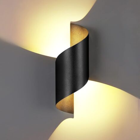 Applique murale LED étanche 12 W IP65 en aluminium, style moderne, idéale pour les cours, jardins, terrasses, abords de murs, villas, couloirs. Couleur : blanc chaud/noir (1/5)
