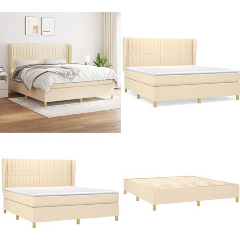 Boxspringbett mit Matratze Creme 180x200 cm Stoff - Boxspringbett - Doppelbett - Cremefarbenes Bett - Bettenrahmen - Lattenrost - Home & Living (1/5)