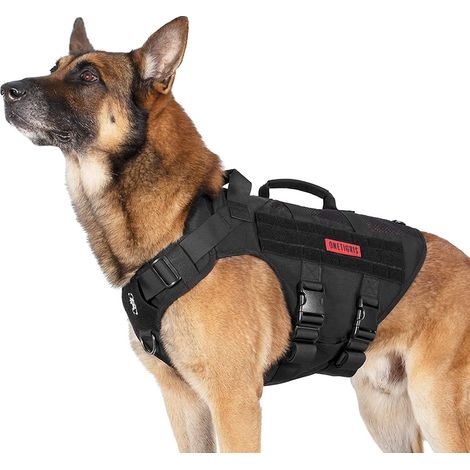 Harnais tactique pour chien avec poignée et attaches réglables, gilet de dressage robuste et respirant pour grands chiens