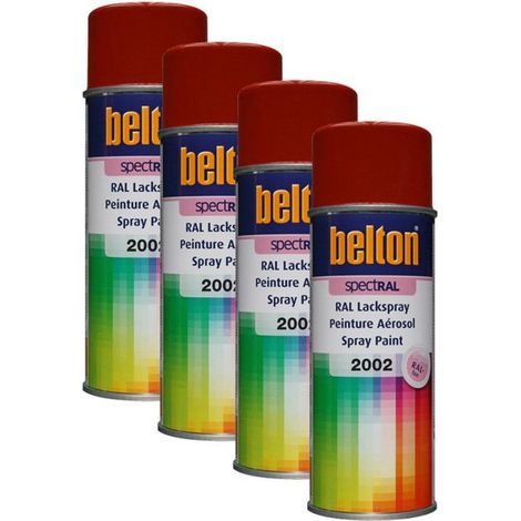 4 bombes de peinture Belton Spectral RAL2002 Orange sang 400ml