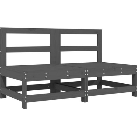 Maison Exclusive - Garten-Mittelsofas 2 Stk. Grau Massivholz Kief