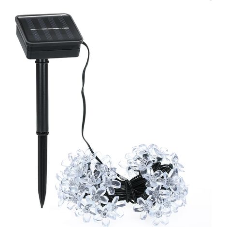 m lange Solar-Lichterkette, 50 LEDs, Pfirsichblüten-Design, 8 Modi, warmweiß, für Partys, Garten und Heimdekoration (1/5)