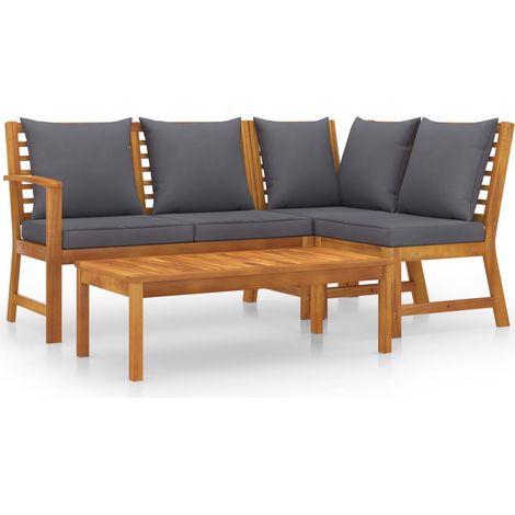 Set Divani da Giardino 4 pz con Cuscini in Massello di Acacia vidaXL