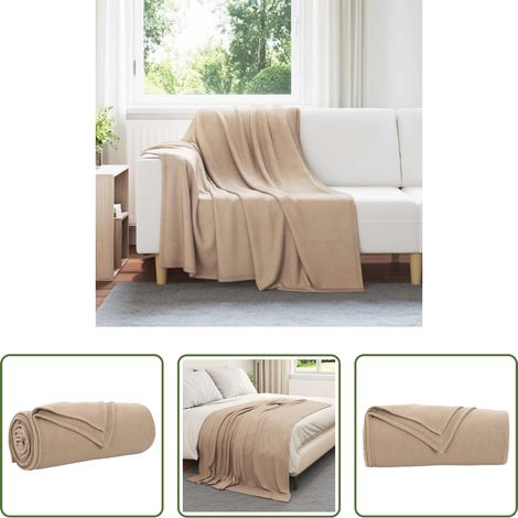 Wohnzimmerdecke - Überwurfdecke Kamel 200 x 150 cm Fleece (1/5)