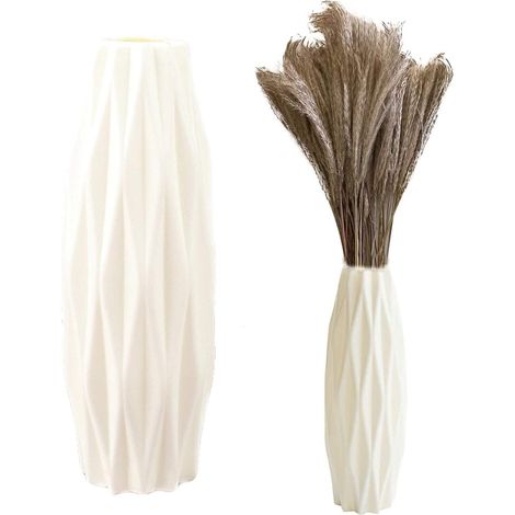 2 Vases en plastique, forme losange, incassables, légers, décoration intérieure bureau salon (1/5)