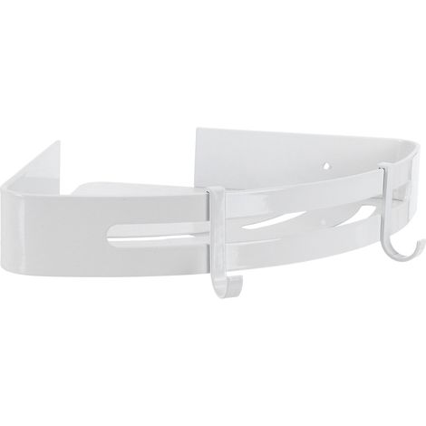 Panier triangulaire blanc pour toilettes, étagère en aluminium à un seul niveau pour salle de bain d'hôtel. (1/5)