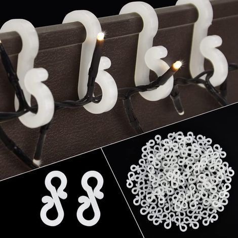 60 pièces Crochets de Gouttière pour Fixer des Lumières de Noël en Extérieur, Pinces de Gouttière Idéales pour Accrocher des Lumières en Décoration Extérieure pour Halloween et Noël (1/5)