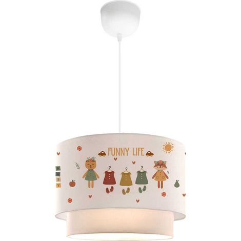 Lampe lampadaire suspension pour enfant motif d'animaux avec des vêtements blanc