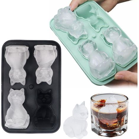 2er Set Silikonform Katze, 3D Eiswürfelform für Getränke