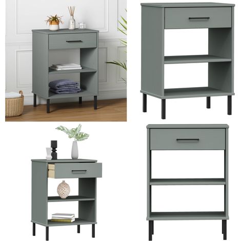 Armoire console avec pieds en métal Gris Bois pin massif OSLO - Meuble Industriel - Armoire Console - Table Basse - Rangement Intérieur - Commode - Home & Living (1/5)