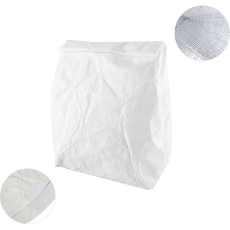 Sac à lunch isotherme imperméable en papier pour pique-nique, idéal pour enfants, femmes et hommes (blanc) (1/5)