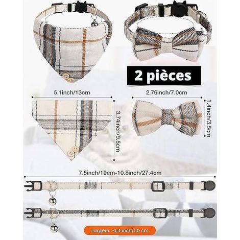 Colliers chats cloches Noeud papillon Bandana collier chaton Bandana chat noeud papillon chien Collier Chat Boucle Sécurité (1/4)