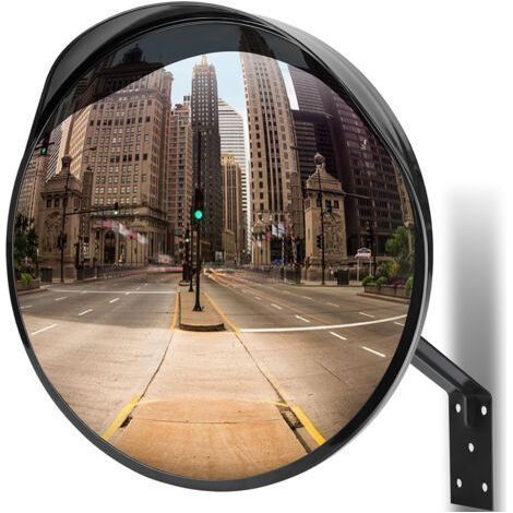 Miroir de circulation convexe, réglable miroir garage, pour allée, parc, 30 cm, avec grand angle, soutien pour l'intérieur et l'extérieur (1/5)
