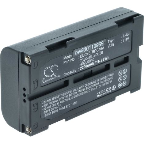 vhbw Batería recargable compatible con Sokkia SDL30 Digital Level, SDL30M 10, SDL30M 30R medidor (2200 mAh, 7,4 V, Li-Ion)