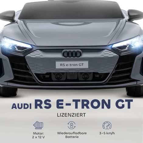 Voiture électrique enfant avec commande à distance, harnais de sécurité, avertisseur sonore, mélodies, éclairage avant, vitesse max 5 km/h, 3-5 ans, grise (1/4)