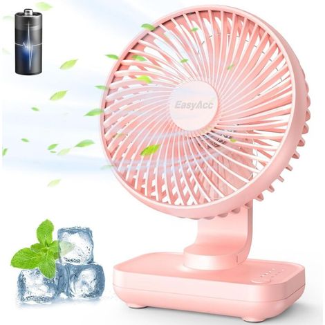 AMXCNOY Tragbarer USB-Ventilator mit 4000-mAh-Akku, klein und leise, fürs Büro, 4 Geschwindigkeitsstufen, kompakter Standfuß, ideal für Zuhause, Büro, Schlafzimmer und Außenbereiche (1/5)