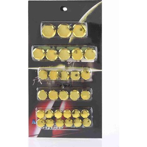 Lot de 30 cache-écrous et boulons décoratifs dorés pour motos Yamaha, Kawasaki et Honda. (1/4)