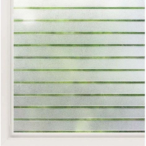 Film Fenêtre Electrostatique à Rayures Horizontales, Opaque et Autocollant, Protection Intimité pour Salle de Bain et Cuisine, 45 x 200 cm (1/5)