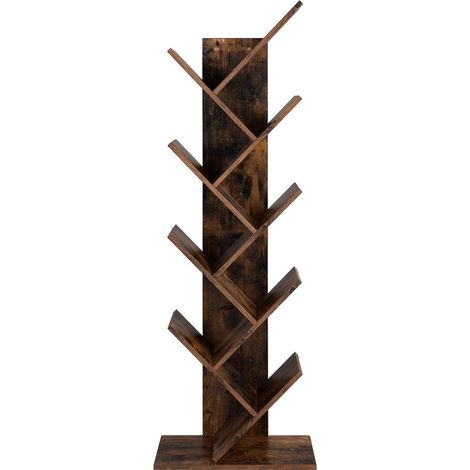 Vasagle – Bibliothèque en forme d'arbre 8 niveaux – Dimensions 50 x 25 x 141,5 cm – Capacité 10 kg par niveau – Panneau d'aggloméré – LBC11BX