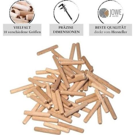100 pièces Chevilles en bois - Goujon en bois de hêtre massiv 12x60 mm - goujons de récif -Tourillons ein bois de hêtre 12x60 mm - Emballé à la main en Autriche (1/3)