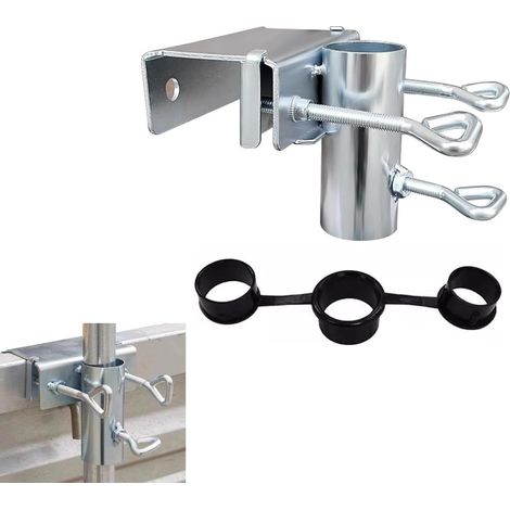 Pince de table pour parasols de jardin - Support de parasol - Rambarde de balcon - Convient aux rambardes de balcon et aux chaises longues (Argent) (1/5)