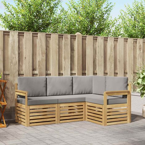 vidaXL Outdoor-Sofagarnitur 4 pcs Weiß und Hellgrau (1/5)