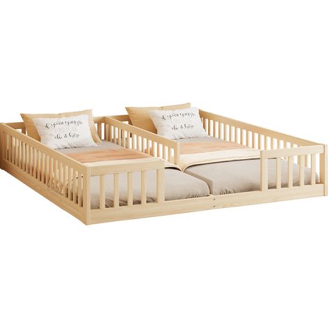 Paneelbett 90x200 cm Dziecięce z barierką sosnowe naturalne
