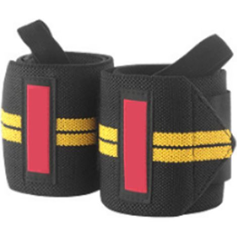 Brace de poignet sportif réglable 1 paire, bande de compression ajustable noir et jaune, support de poignet pour salle de sport et fitness. (1/5)
