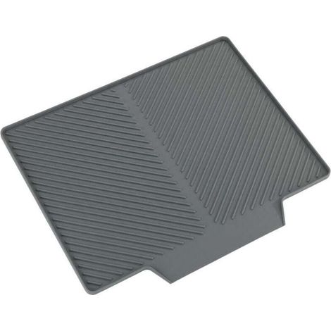 Tapis d'égouttage évier en caoutchouc à structure rainurée, séchage rapide, écoulement optimal de l'eau, extension latérale, dimensions 34 x 3 x 40 cm, gris (1/5)